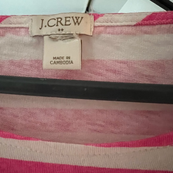 J Crew Factory Pink & White Cabana Stripe 3/4 Sleeve top 100% Cotton Size S/M - Picture 5 of 6